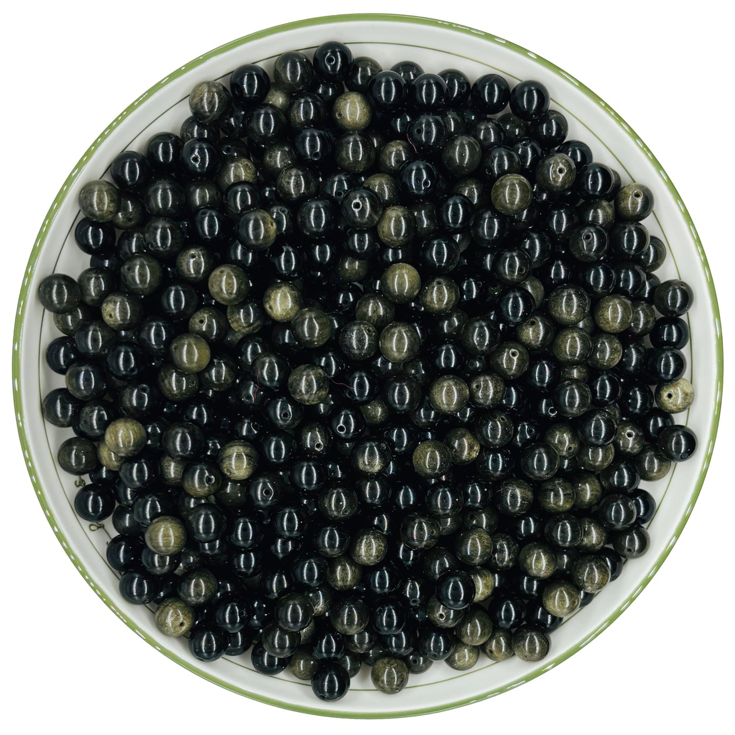 WHNKFB 8mm 50PCS Natural Gold Sheen Obsidian Round Beads, Metallic Luster Loose Gemstone Beads for Jewelry Making Craft - 4mm 6mm 8mm 10mm Options with Free Elastic Cord