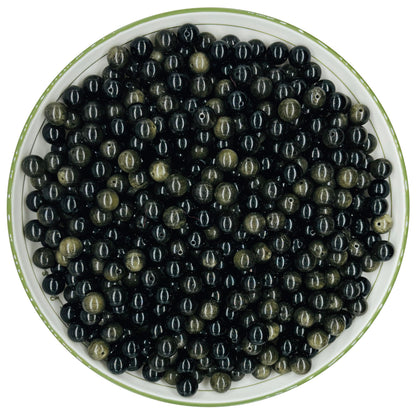 WHNKFB 10mm 50PCS Natural Gold Sheen Obsidian Round Beads, Metallic Luster Loose Gemstone Beads for Jewelry Making Craft - 4mm 6mm 8mm 10mm Options with Free Elastic Cord