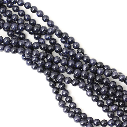 CHEAVIAN 45PCS 8mm Natural Blue Sandstone Gemstone Round Loose Beads Stone Beads for Jewelry Making DIY Findings 1 Strand 15"