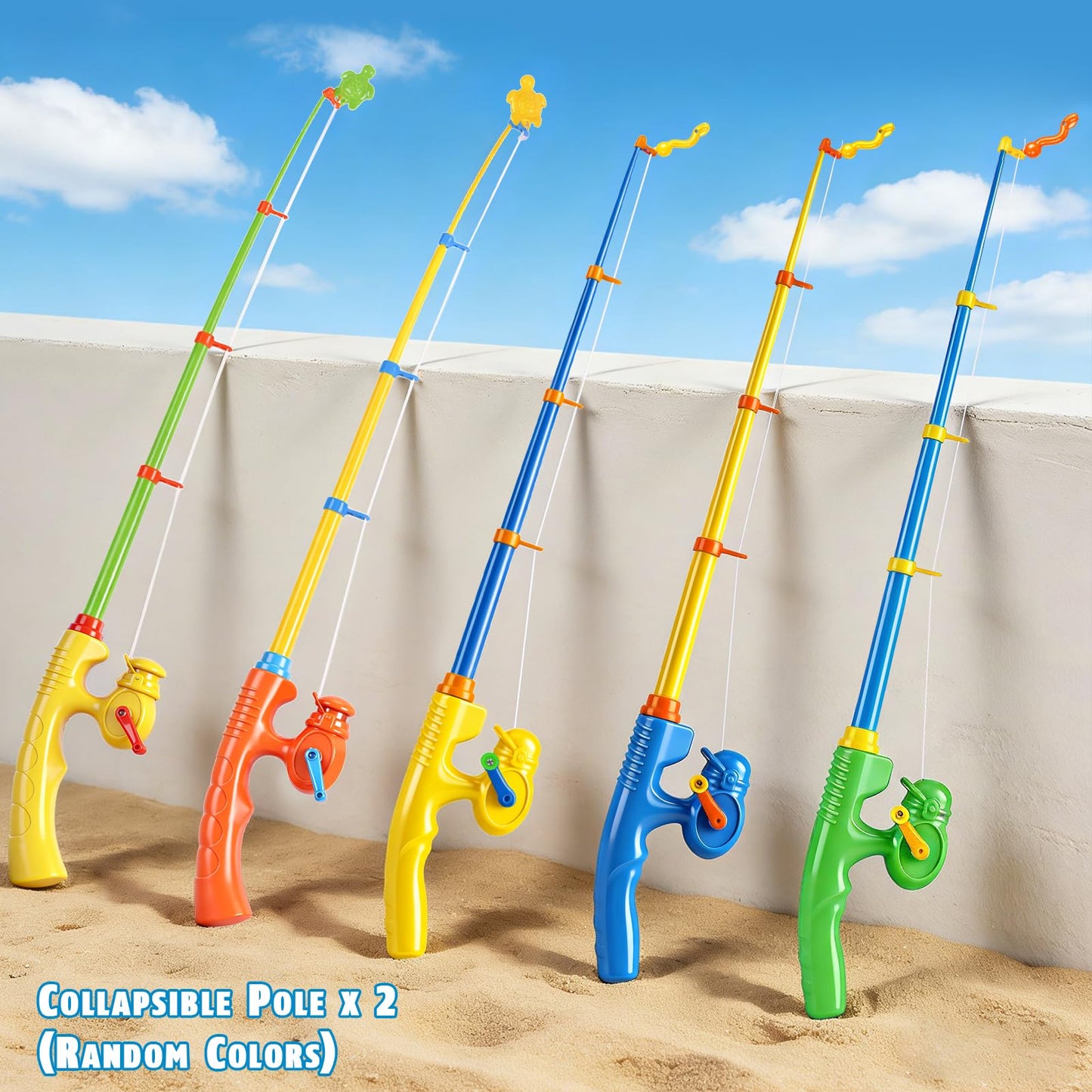 CozyBomB™ Magnetic Fishing Toy Pole 2 Pack for Replacement | No Fishes are Included, Bathtime Carnival for Toddler Education Teaching, Party Fishing Poles Rod Ocean Sea Animals Birthday Gift (X-Large)