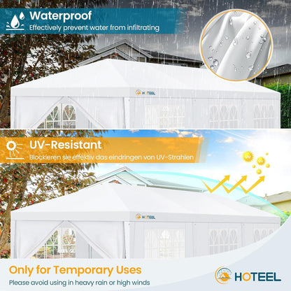 HOTEEL 10x30FR Party Tent 300 Sq Ft Outdoor Canopy with 8 Removable Sidewalls, 2 Zipper Doors, 16 Ropes and 36 Stakes, Carpas para Fiestas for Baby Shower BBQ Wedding Backyard Event, White