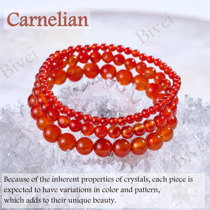 Bivei Carnelian - Passion - 6mm Beaded Bracelets for Women Handmade Semi Precious Natural Stone Stretch Elastic Jewelry Yoga Protection Gifts