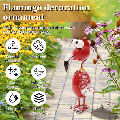 bigjvbfv Metal Decor Yard Art, Cute Outside Garden Decoration for Home, Rust Resistant Weatherproof Outdoor Garden Statues for Patio, Lawn, Multi Scene Ornamentation (Red)