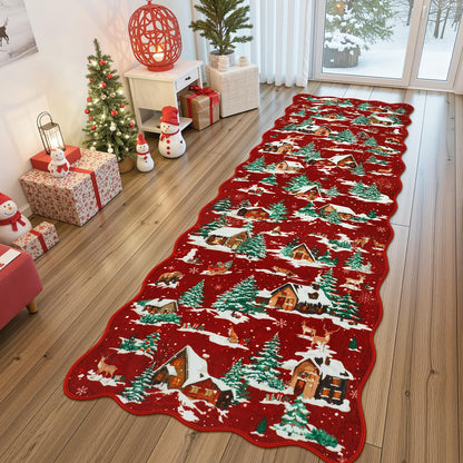 LIVEBOX Christmas Runner Rug Runners for Hallways, 2x6 Red Washable Kitchen Rugs Non Slip, Xmas Christmas Tree Rug for Entryway, Runner Carpet Kitchen mat for Bathroom Bedroom Laundry Holiday Decor