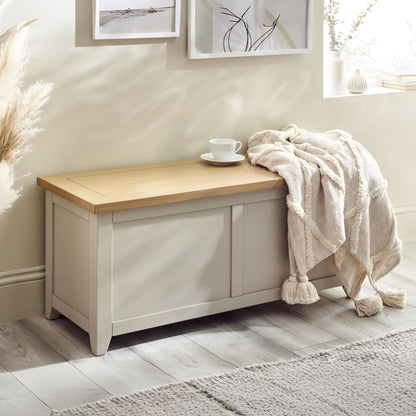 Julian Bowen Richmond Wooden Storage Bench, Elephant Grey, 45 x 105 x 40 cm