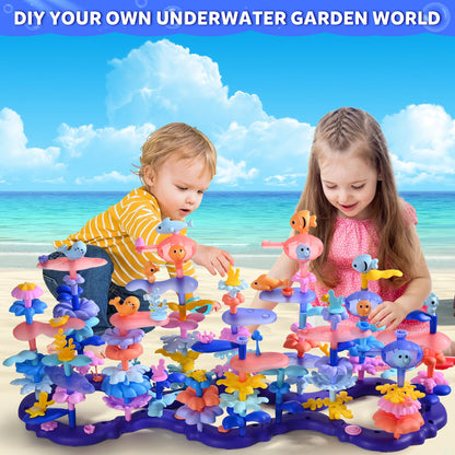 Doloowee 156Pcs Flower Garden Building Toys for Girls 3 4 5 6 7 8Year Old, Upgrade DIY Marine Coral Stacking Toys, STEM Preschool Educational Toddler Toys