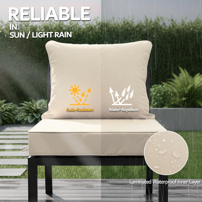 24x24 Inch Outdoor Chair Cushions Set of 2, Patio Furniture Cushions - Removable Cover, Water-Repellent, Fade-Resistant, Non-Slip Bottom & Straps, Replacement for Deep Seat Sofa & Couch - Cream
