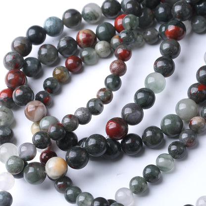 6MM African Bloodstone Round Loose Beads Natural Gem Beads Crystal Energy Stone Beads for Jewelry Making DIY Bracelet Necklace