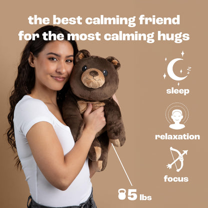 Brease 5 lb Unscented Weighted Brown Teddy Bear Plush Toy - Gentle Companion for Children and Adults, Soft Plushie for Boys and Girls, Snuggly Bear for Comfort, Calm, and Gentle Embrace