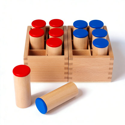 Montessori Sound Cylinders Beechwood, Solid Wood Sound Boxes Montessori Toys for Toddlers & Kids, Sensory Materials for Auditory Development, Wooden Preschool Homeschool Learning Toys Ages 3 4 5 6