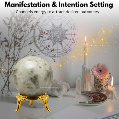 Amazing Gemstone Hackmanite Crystal Ball with Stand - 2 Inches Crystal Sphere Meditation Balls for Witchcraft and Decorative Balls