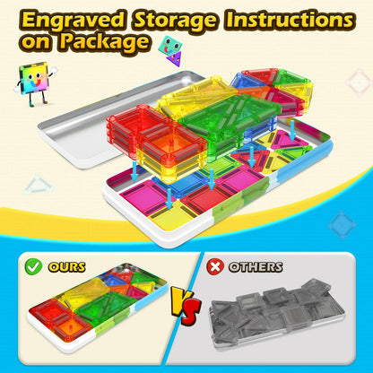 Coodoo Magnetic Tiles for Kids Ages 4-8 Toddler Toys Magnetic Blocks Building Toy STEM Outdoor Kids Toys Gift for Boys & Girls 3+ Year Old, Pocket-Sized Mini Tiles for Classroom Must Haves