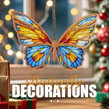 Butterfly Suncatcher - Stained Glass Acrylic Hanging Ornament for Window, Gift for Women, Butterfly Wall Decor for Home, Bedroom, Garden, Christmas Tree