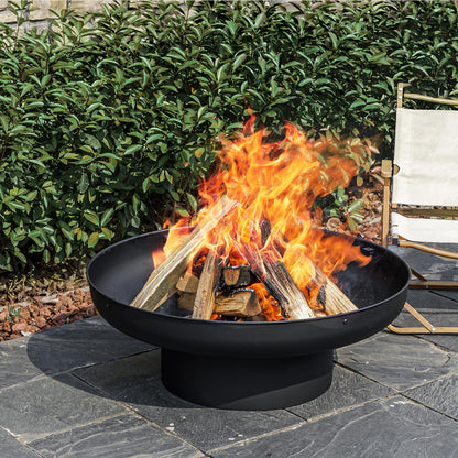 Panovue 32in Fire Pit Table with Lid,Heavy Duty and Deep Fire Bowl,Outdoor Wood Burning BBQ Grill Firepit Bowl with Cover Lid, Fire Pit for Outside Table for Backyard Bonfire Patio Picnic