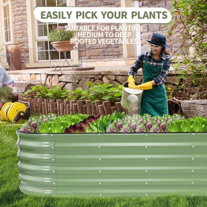 Permade Galvanized Raised Garden Bed Outdoor- 2 Pcs Raised Beds for Gardening| Metal Planter Box, Steel Raised Garden Bed Kit with Gloves for Vegetables, Flower, Herbs (6x2x1.4FT, Green)