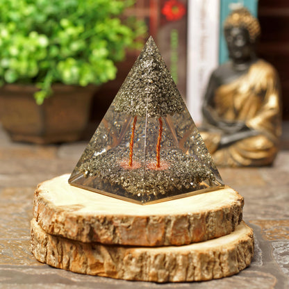 Orgonite Crystal Handmade Pyrite Tree Pyramid – Spiritual Energy Generator for Meditation, Abundance, Protection, Balance, Reiki, Yoga, Cleansing, Decor, Manifestation, Harmony, Gift, Office, Altar, Vastu, Positive Energy