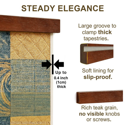 Dacri Home Quilt Hanger for Wall Display - 60 Inch Tapestry Hanger from Premium Teak Wood - Safe Mount Quilt Rack for Heavy Rugs, Tapestries, and Other Wall Hangings (60", Light Wallnut Stain)