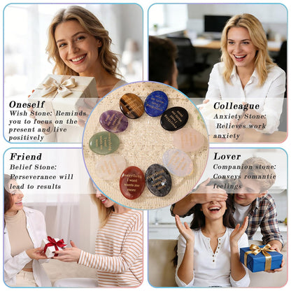 DUQGUHO Green Aventurine Crsytal Encouragement Gifts for Women Everything I Want Wants Me More Positive Anxiety Relief Items Pocket Hug Stones Emotional Calming Sobriety Gifts for Women Men