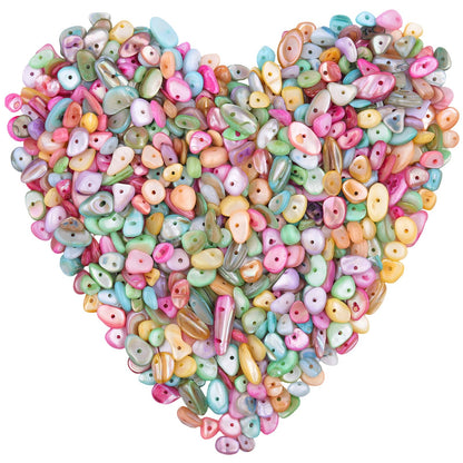 400pcs Pastel Shell Chip Beads 5-8mm Pre-drilled Freeform Loose Gemstone Healing Beads for DIY Jewelry Making Ring Earrings Necklace Bracelet Art Crafts