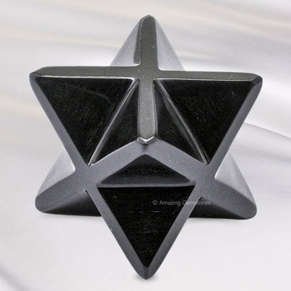 Amazing Gemstone Black Obsidian Merkaba Crystal - 0.75 Inches Metaphysical Merkaba Star for Meditation - Energetic Tetrahedron Crystal and Healing Stones for Spiritual Growth and Healing (15-20mm)