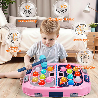 WAYKEE Whack a Game Mole, Toys for Ages 3-4 5-7 8-12 Girls Boys, Whack Game for Toddlers, Gifts for 3 4 5 6+ Year Old Girls Boys, Early Learning Educational Toys with 2 Hammers Sound & Light