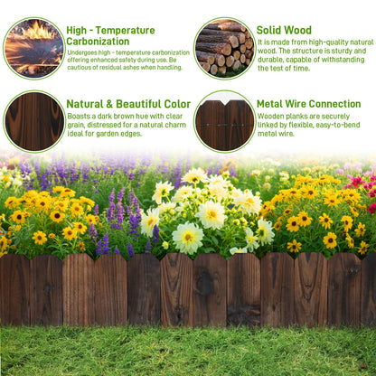 Mulctun Wood Garden Edging - 5.9" H X 47" L Sturdy Wooden Landscape Edging, Small Flower Bed Edging Borders, Decorative Wooden Garden Fence for Yard Flower Bed Lawns Pathway Tree (4 Packs)