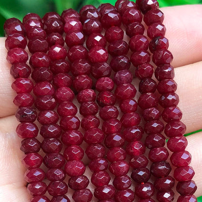 2 String 220PCS 3x5mm Natural Red Garnet Stone Beads for Jewelry Making, Songxi Facted Loose Gemstone Beads for DIY Bracelet Necklace Making Supplies with Energy Healing Chakra Power
