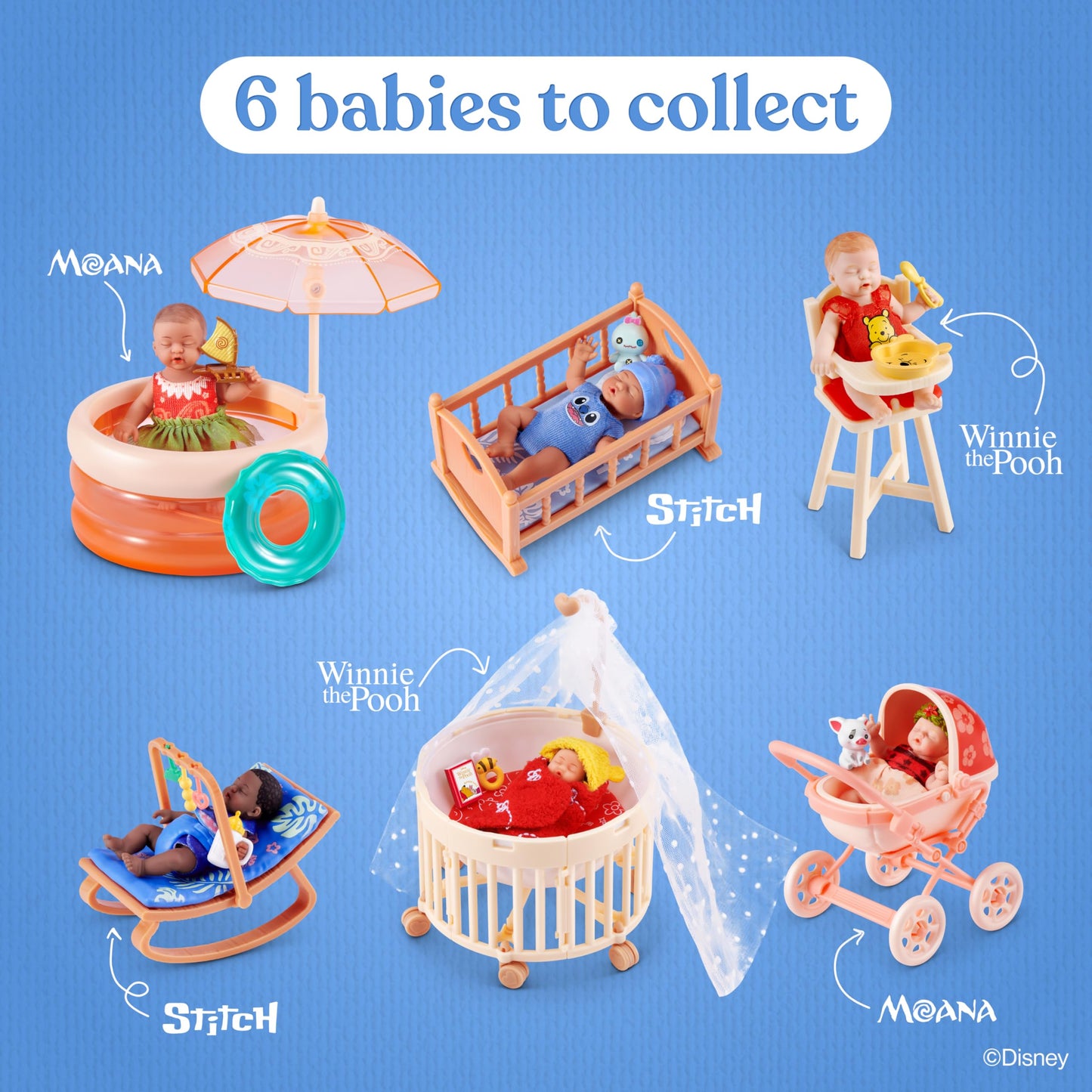 My Mini Baby Disney 2 Pack by ZURU – Collectible Disney Baby Doll Mystery Capsule with Accessories, Realistic Miniature Toy for Girls Ages 3+