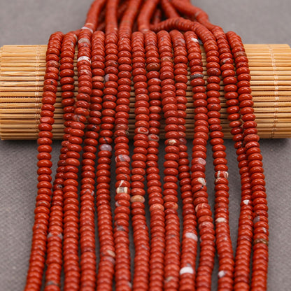 BONNY BOXX 1 Strand (150PCs) Natural 2 * 4mm Red Jasper Rondelle Beads, Natural Abacus Disk Stone Beads Loose Spacer Gemstone for DIY Bracelet Necklace Jewelry Making