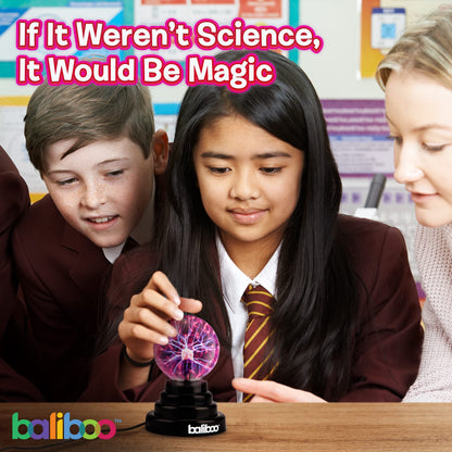 BALIBOO 3" Mini Plasma Ball Light – Touch Activated Lightning Globe – USB and Battery Powered Plasma Globe Lamp – Interactive Science Static Electricity Ball