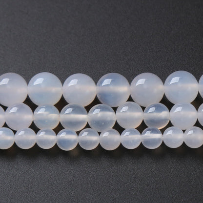 90PCS 4MM White Opal Natural Gemstone Round Stone Beads for Jewelry Making DIY Energy Stone Healing Power Bracelet 15"