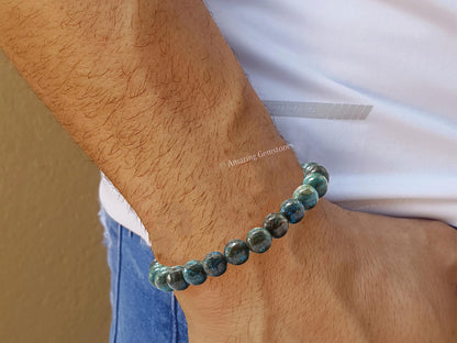 Amazing Gemstone Chrysocolla Bracelet for Women - Chakra Mens Bracelet Protection Crystals and Healing Stones - Blessing Bracelet Spiritual Meditation Gift Christmas Stocking