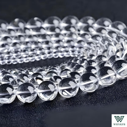 WHNKFB 8mm 50PCS Natural Clear Quartz Round Beads, High Clarity Loose Crystal Beads for Jewelry Making Craft - 4mm 6mm 8mm 10mm Options with Free Elastic Cord