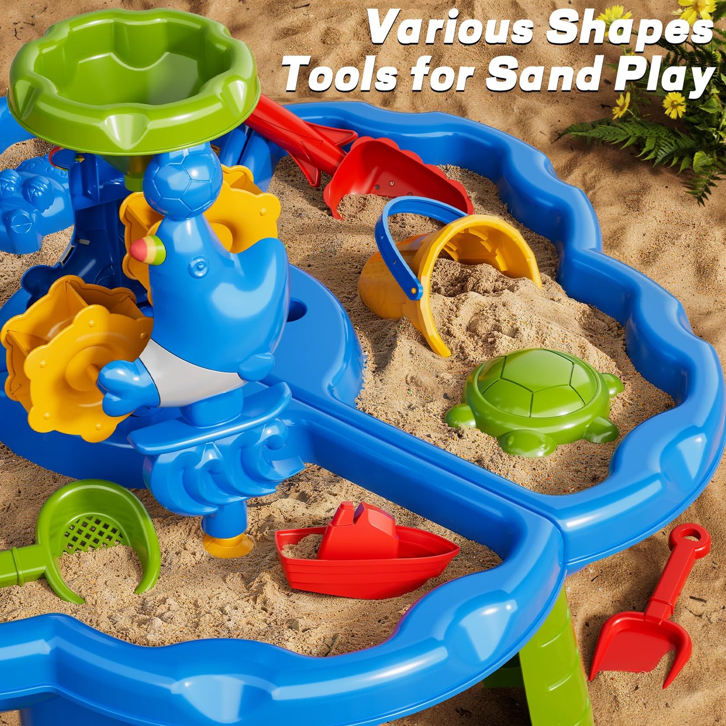 Guminnara 3 in 1 Water Table for Toddlers 1-3 Years, Kids Summer Activity Sensory Play Outdoor Beach Backyard Sand Water Table Toys for Toddlers 18M+, Birthday Gift Toys for Boys Girls
