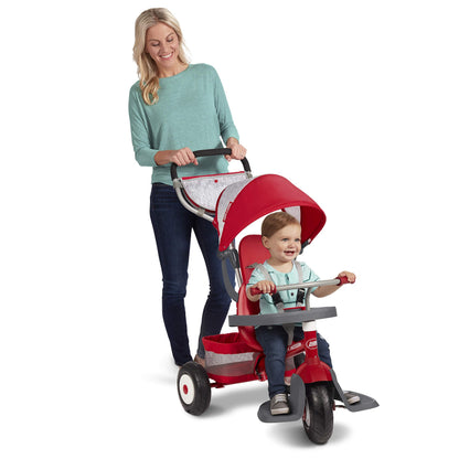 Radio Flyer Ultimate All-Terrain Stroll 'N Trike, Ages 1-5, Convertible 4-in-1 Tricycle, All-Terrain Tires, Parent Push Handle, UV Canopy, Accessories, Safety Harness, Stroller Tricycle for Toddlers