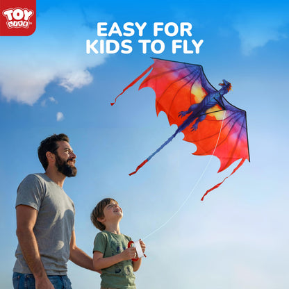TOY Life 55.9'' Dragon Kites Easy to Fly for Kids Adults with 328.1 FT String, Beach Kite Outdoor Game Outside Toys Activity, Dragon Toys for Kids, Gift for Boys Ages 4-8