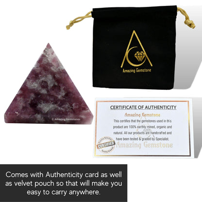 Amazing Gemstone Lepidolite Pyramid Crystal Healing Stones - 1" Great Pyramid Figurine of Natural Stone Pyramid for Meditation, Reiki, Chakra Balancing and Crystal Pyramids Grid
