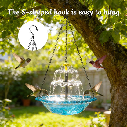 Hanging Solar Bird Bath Fountain - 3 Layers Outdoor Hanging Bird Bath with Solar Fountain, Hanging Bird Bath with Flowing Water for Outdoors Patio Backyard Lawn Garden Decor (Blue)