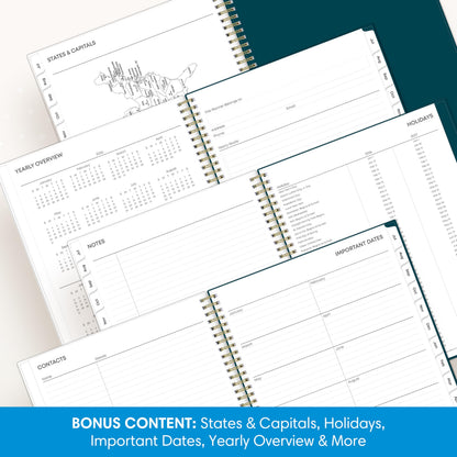 Blue Sky 2026-2027 Weekly and Monthly Academic Year Planner Calendar, July 2026 - June 2027, 8.5" x 11", Flexible Cover, Wirebound, Storage Pocket, Laminated Tabs, Greta