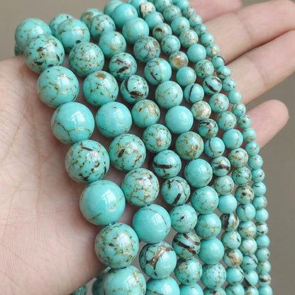 Yochus 45pcs Light Green Shell Turquoise Beads，8mm Healing Power Natural Stone Round Loose Gemstone Beads for Jewelry Making Earring Necklace DIY Crafts