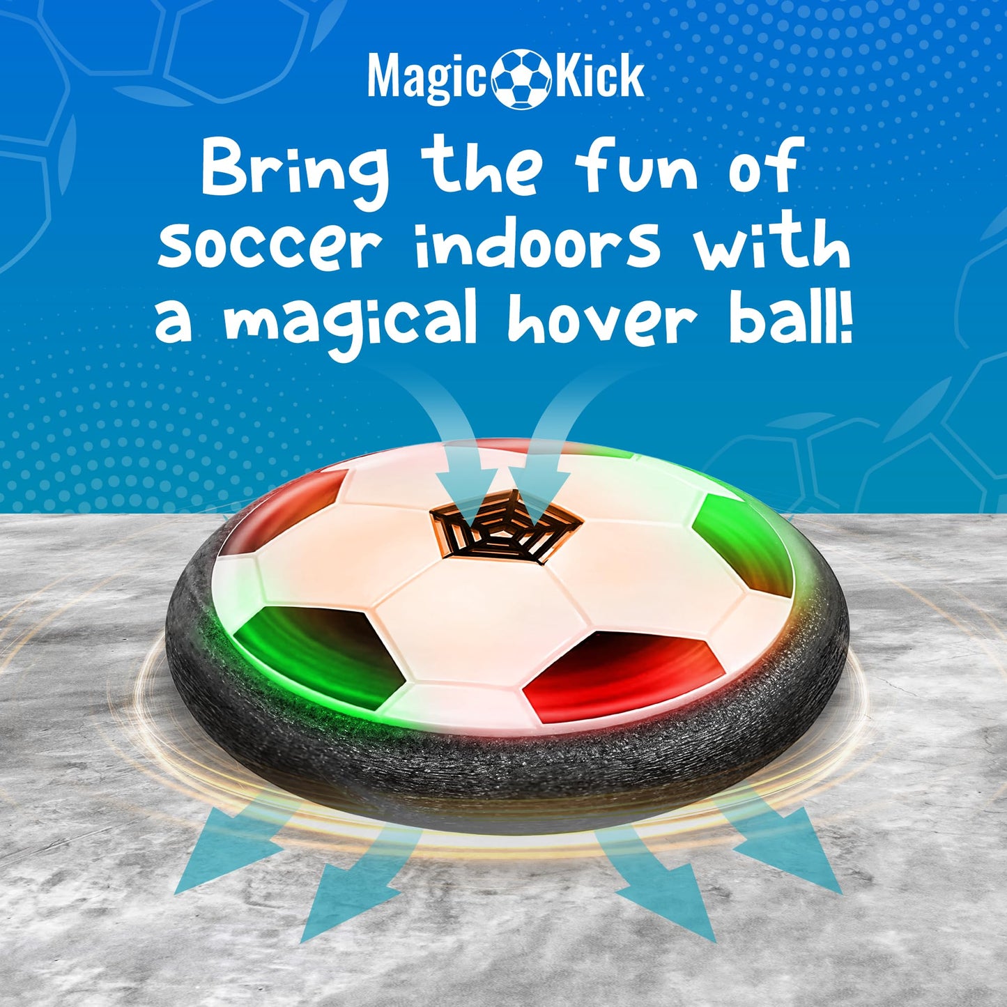 FREEZE2TRIM Magic Kick Hover Soccer Ball Indoor Kids Toys for Ages 8-13 - Light Up Soccer Ball with LED Lights & Air Cushion - Toys for Boys & Girls Ages 6-12, for 6, 7, 8, 9, 10 Year Old