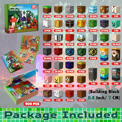 400 PCS Magnetic Blocks - Building Block for Kids, Stacking Magnet Cubes for Boys Girls, STEM Educational Montessori Magnetic Constructions Toys, Sensory Play Game Birthday Gifts Ages 3-12