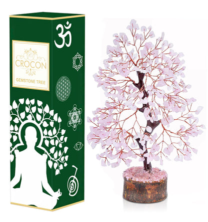 Crocon® Rose Quartz Crystals Tree, Birthday Gifts for Women & Men, Pink House Decor for Shelf, Healing Crystals Spiritual Gift, House Warming Gift New Home, Birthday Gifts - Mom, Sister & Girlfriend