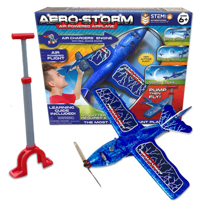 Aero Storm Kids Airplane Toy, Air Powered Flying Airplanes for Kids, Aerobatic Stunt Toy Airplane to Perform Corkscrews and Back Turns