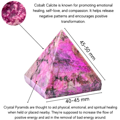 Amazing Gemstone Cobalt Calcite Pyramid Crystal Healing Stones - 2" Great Pyramid Figurine of Natural Stone Pyramid for Meditation, Reiki, Chakra Balancing and Crystal Pyramids Grid