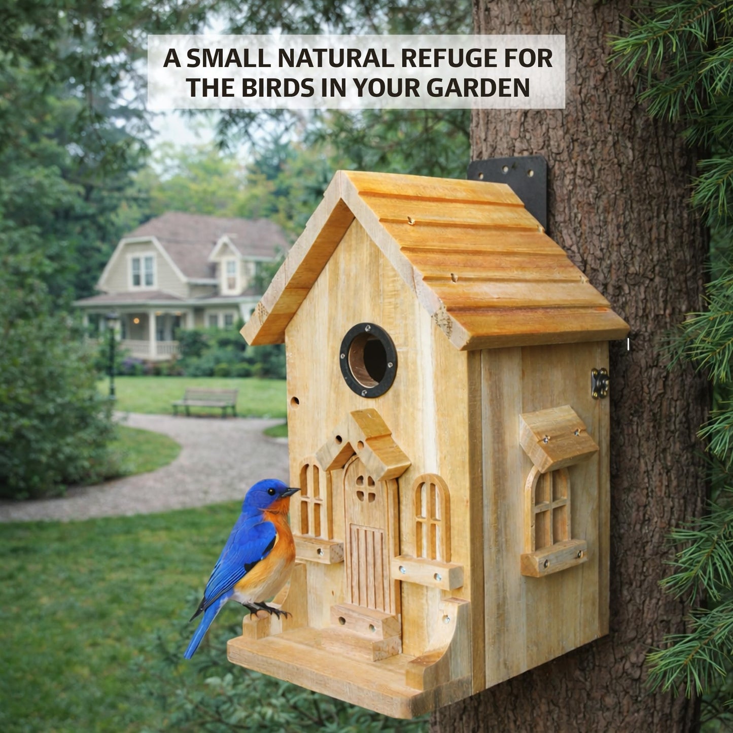 Nestingood Premium Wooden Bird House Kit – DIY Bluebird Nesting Box with 1.5 Inch Entrance, Outdoor Birdhouse Kits for Adults and Kids, Nature Craft for Garden, Backyard or Patio Projects