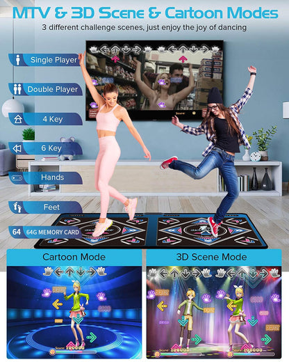 WuZhuangYuan HDMI Musical Electronic Dance mat with a Camera,Including 1000 Games,a 64G Large Memory Card,81 Music Videos,650 Songs,for Single/Double Users, a Luxurious Gift for Girls and Boys