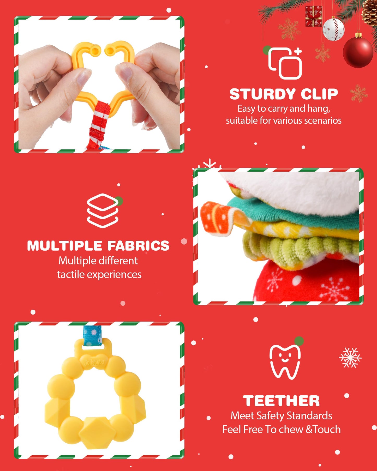 Jollybaby Car Seat Stroller Crib Hanging Toy for Baby 6-12-18-36 Months, My Baby First Christmas Santa Claus Musical Pull String Toys, Tummy Time Infants/Newborns Easter Gifts for Boy and Girl
