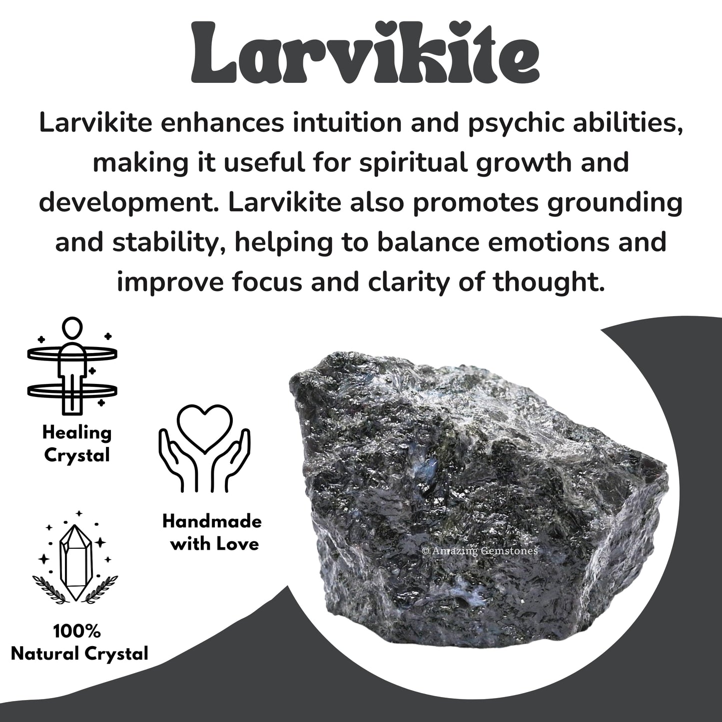 Amazing Gemstone Larvikite Raw Crystals and Healing Stones, Natural Rocks for Tumbling and DIY Raw Stones and Crystals (1 Piece)