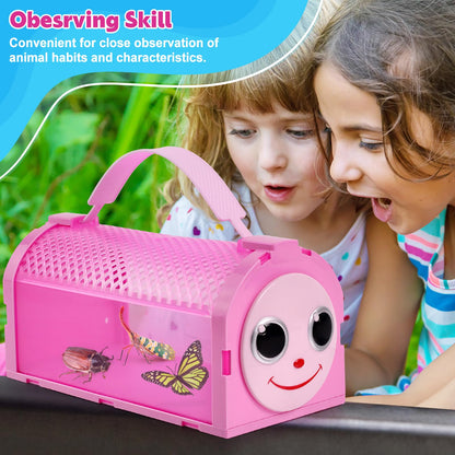 YOPINSAND Bug Catcher for Kids, 10 Pcs Outdoor Exploration Kit with 2 Cages, Tweezers, Magnifying Glass, Nets, Whistles - Gift for Boys & Girls Aged 3-12
